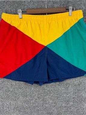 Vintage basics Colorblock swim trunks mens XL 40/42 board shorts resortwear 90s
